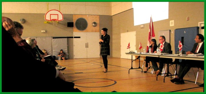 the Hon. Maryam Monsef, Minister of Democratic Institutions speaks to a packed house in Waterloo Region, Wednesday Night.