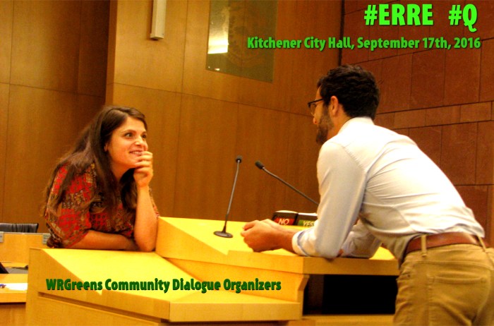 Julia and Sam were the driving force behind the WRGreens Community Dialogue at Kitchener City Hall on September 17th, 2016 
