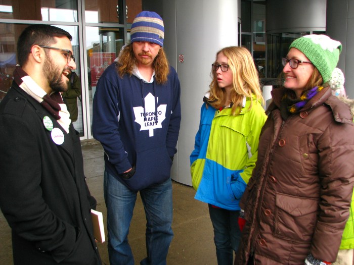 Sam Nabi chats with Waterloo Greens Stacey Danckert
