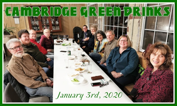 The gang attending Cambridge Green Drinks